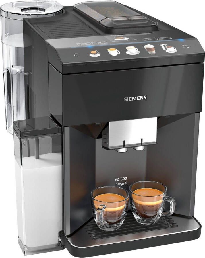 SIEMENS Volautomatisch koffiezetapparaat EQ.5 500 integral TQ505D09 eenvoudige bediening geïntegreerd melkreservoir 2 kopjes tegelijkertijd