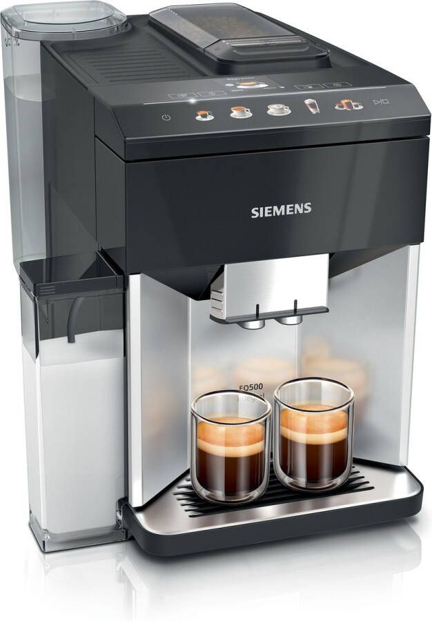 SIEMENS Volautomatisch koffiezetapparaat EQ500 integral TQ513D01 veel koffiespecialiteiten OneTouch-functie geïntegreerde melkcontainer automatische stoomreiniging daylight zilverkleur