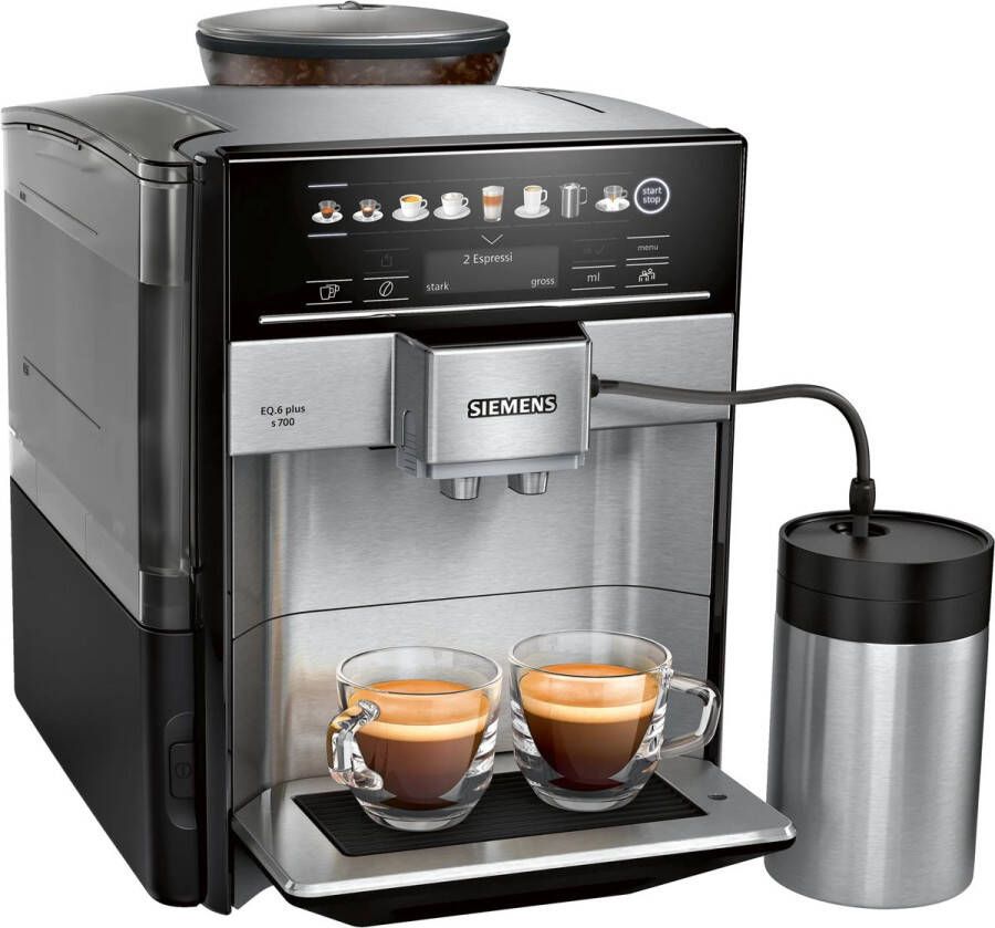 SIEMENS Volautomatisch koffiezetapparaat EQ6 plus s700 TE657M03DE veel koffiespecialiteiten dubbelkopfunctie