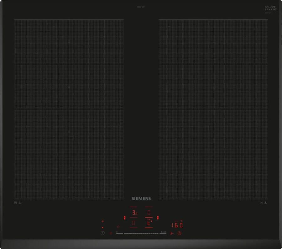Siemens EX651HXC1E IQ700 Inductiekookplaat 60 cm Home connect flexInduction: de slimme kookplaat die zich aanpast aan je wensen fryingSensor Pro: Geniet van het koken zonder bang te zijn dat je het eten laat aanbranden
