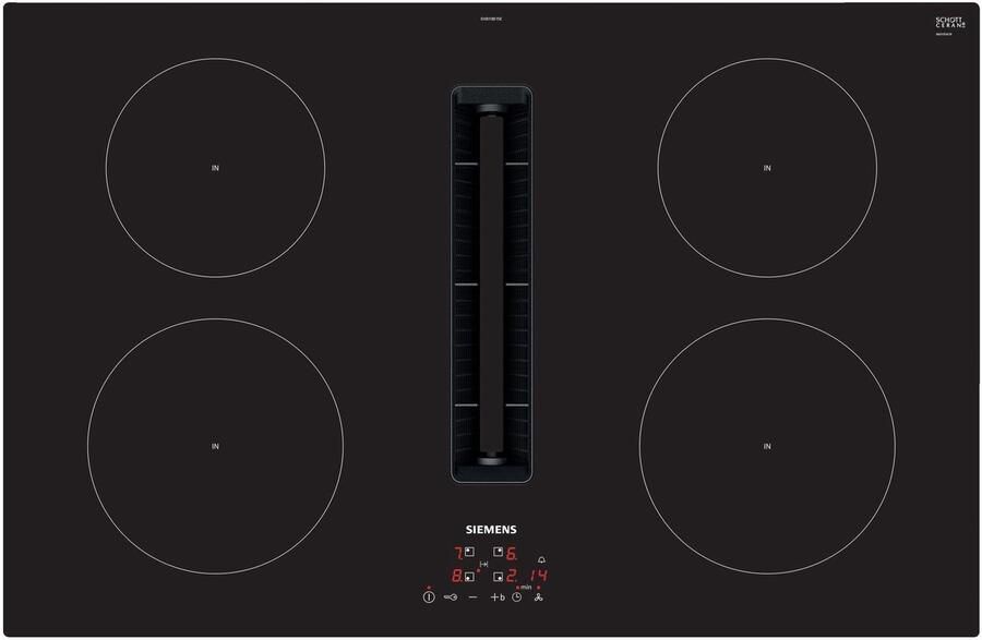 Siemens iQ300 EH811BE15E kookplaat Zwart Ingebouwd 80 cm Inductiekookplaat zones 4 zone(s) Inbouw afzuigkap