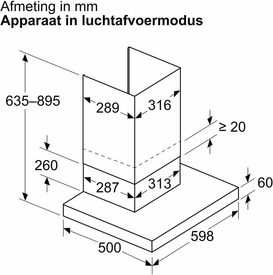 Siemens LC65BCC30 iQ300 Afzuigkap Wandschouwkap 60 cm