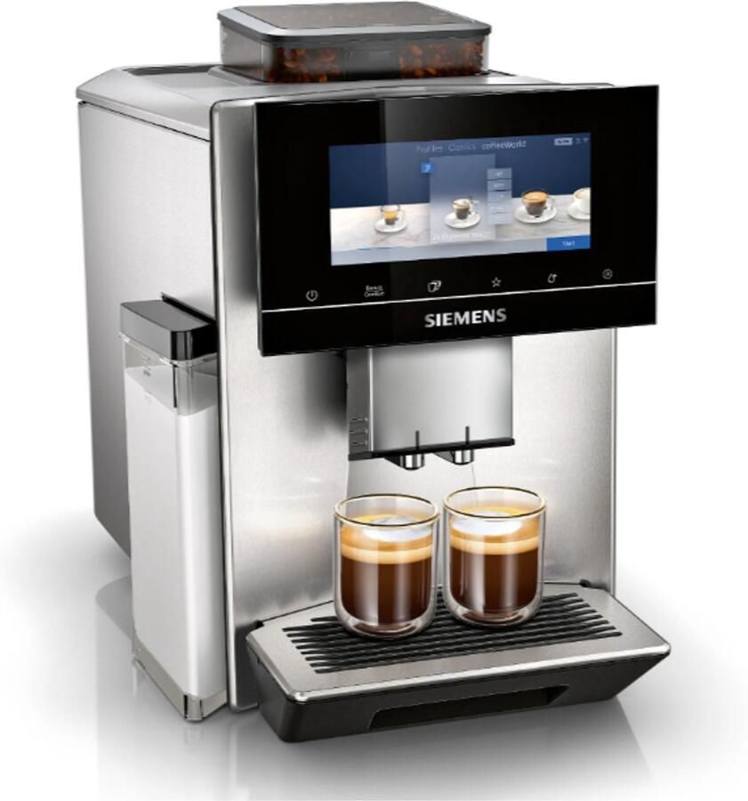 SIEMENS Volautomatisch koffiezetapparaat EQ900 TQ905D03 intuïtief 6 8" TFT-display Barista-modus AromaBoost App-bediening Geluidsreductie 10 profielen roestvrij staal