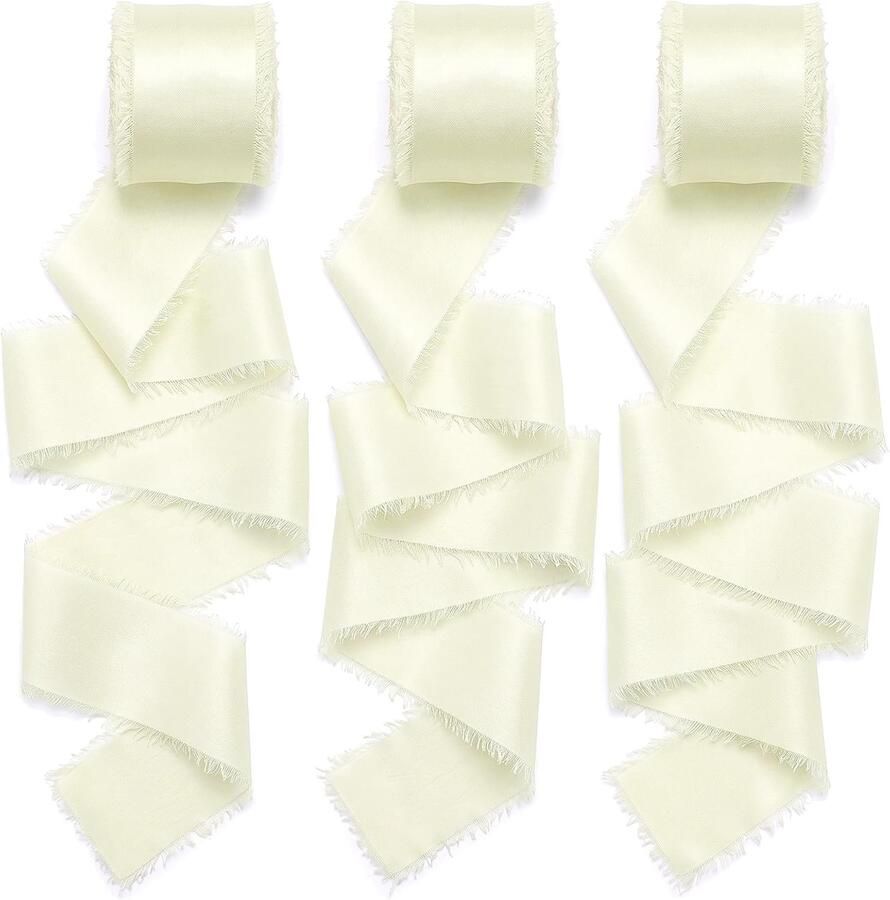 Sierband voor cadeaus bruiloft chiffon 4 cm x 13 5 m crème