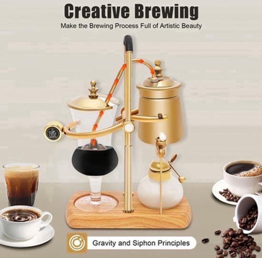 Sifon Koffiezetapparaat Goud Handmatig 400 ml Borosilicaatglas RVS ABS Vintage Koffiezetter