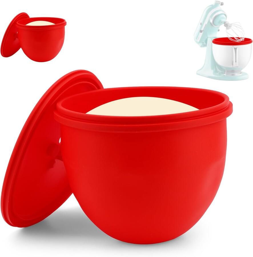 Silicone Liner voor Keukenmachine Herbruikbaar met Deksel Rood