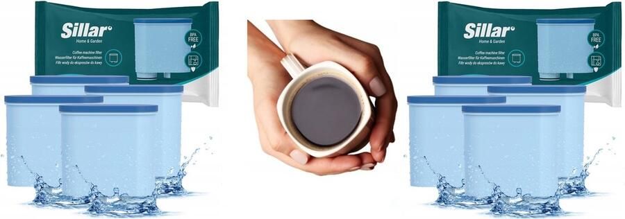 Sillar 8 x filter voor Saeco Philips LatteGO Latte Go espressomachine met AquaClean systeem Het waterfilter past op Philips Saeco-espressomachines die geschikt zijn voor de installatie van de originele cartridge van het merk CA6903 00 en CA6903
