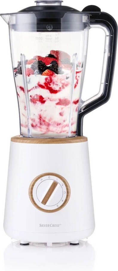 SILVERCREST KITCHEN TOOLS Blender 600 W Bruikbaar volume: 1 8 l Snelheidsniveaus: 5 Voor shakes smoothies gemalen ijs Mengkom van robuuste kunststof Deksel met vulopening en doseerdop