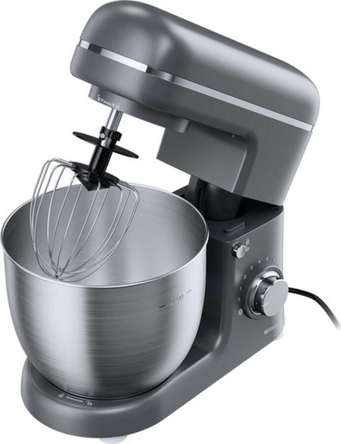 SILVERCREST KITCHEN TOOLS Keukenmachine Vermogen: 600 W Inhoud: 5 L Standen: 8 Traploze snelheidsregeling met turbofunctie Incl. spatbescherming deeghaak klopper en garde Deeghaak en garde met Teflon antiaanbaklaag Zwart - Foto 2