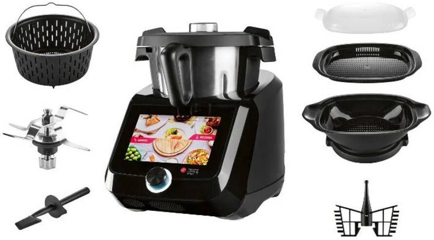 SILVERCREST KITCHEN TOOLS Monsieur Cuisine Smart Keukenmachine Cookprocessor Foodprocessor 1200W 4 5L Inhoud 10 Snelheden Cooking Pilot met 600 Recepten 8 Inch Kleurentouchscreen Spraakbesturing via Google Assistant Zwart