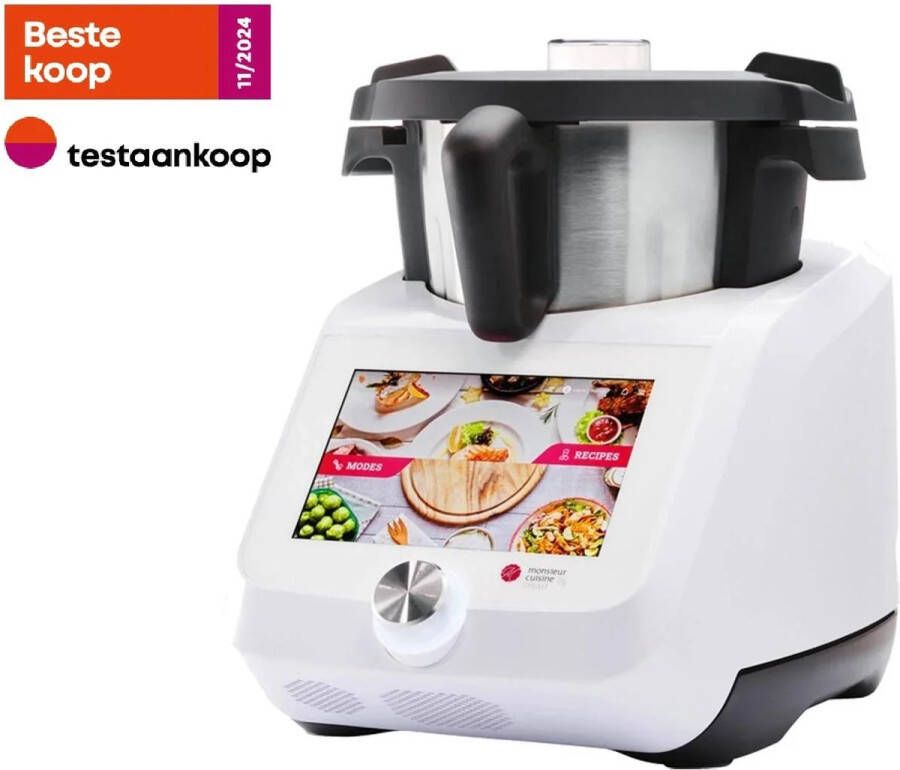 SILVERCREST KITCHEN TOOLS Monsieur Cuisine Smart Keukenmachine Cookprocessor Foodprocessor Vermogen: 1200W 4 5L Inhoud 10 Snelheden Cooking Pilot met 600 Recepten 8 Inch Kleurentouchscreen Spraakbesturing via Google Assistant Wit - Foto 2