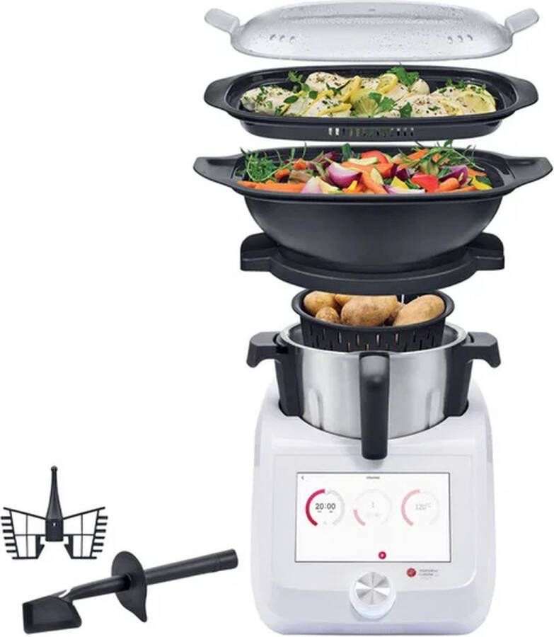 SILVERCREST KITCHEN TOOLS Monsieur Cuisine Smart Keukenmachine Cookprocessor Foodprocessor Vermogen: 1200W 4 5L Inhoud 10 Snelheden Cooking Pilot met 600 Recepten 8 Inch Kleurentouchscreen Spraakbesturing via Google Assistant Wit