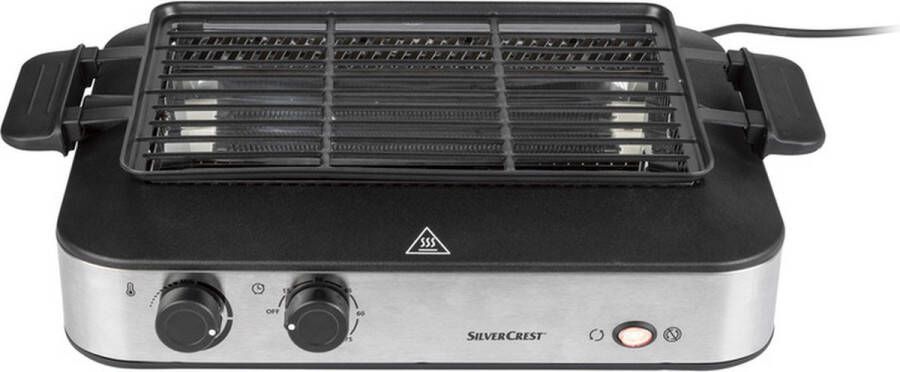 SILVERCREST KITCHEN TOOLS Multifunctionele grill 1600 W Spanning: 230 V~ 50 Hz Opwarmtijd tot maximale temperatuur: ca. 10 minuten Lengte netsnoer: ca. 120 cm Inclusief 1x draaispit 6x shashlikspies 2x opzetstuk voor draaispit en 1x messen