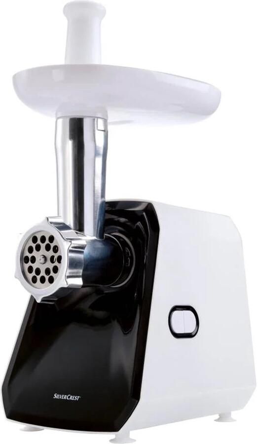 Silvercrest Kitchen Tools Elektrische gehaktmolen vleesmolen Vermogen: 300 W Verwerkingshoeveelheid: 1 kg vlees min. Ideaal voor het vermalen van vlees en voor het maken van worst Met aan uit schakelaar en terugloopfunctie