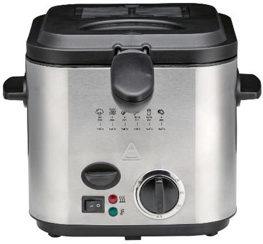Silvercrest Kitchen Tools Silvercrest RVS mini-frituurpan 1L traploos instelbaar Max 190 °C 1 persoons handig ook voor bijv. camping 900W Slechts enkele aantallen voor september introductie aanbieding!!!