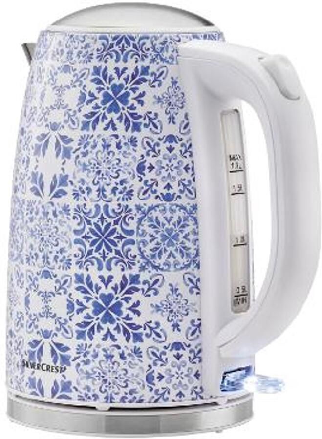Silvercrest Kitchen Tools Silvercrest RVS waterkoker 1 7L mediterraan design supersnel 3100Watt Draaibaar op voet beveiligd