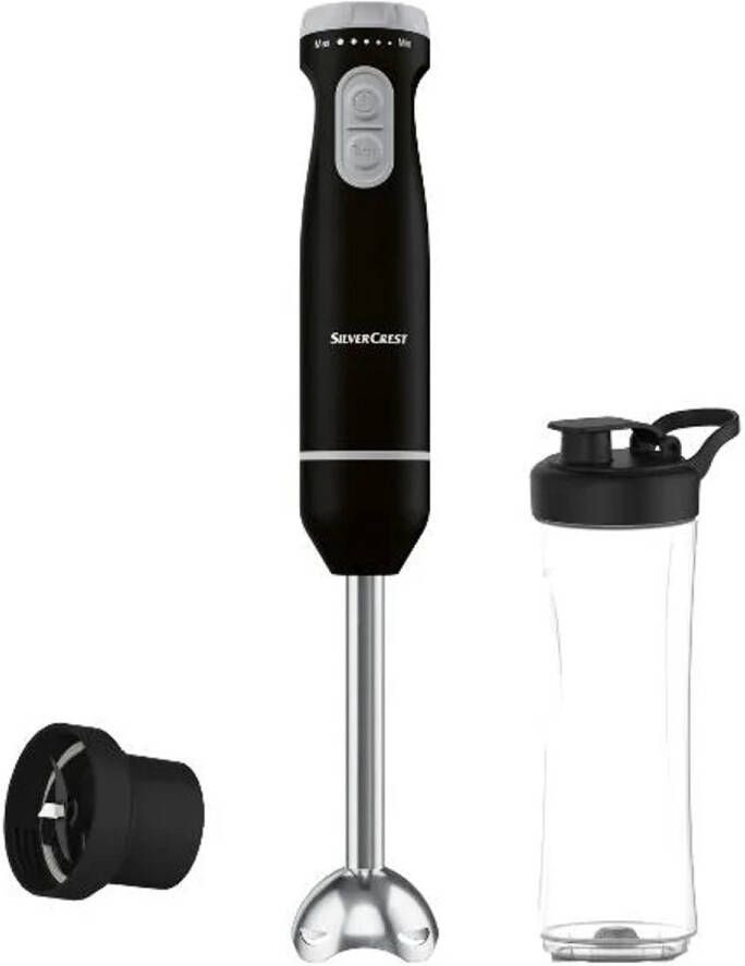 SILVERCREST KITCHEN TOOLS Staafmixerset met smoothiemaker 600 W Turbofunctie Inhoud beker: 600 ml Voor mixen en pureren Traploos instelbaar snelheidsstanden Inclusief praktische to go beker voor smoothies Met 5 recepten