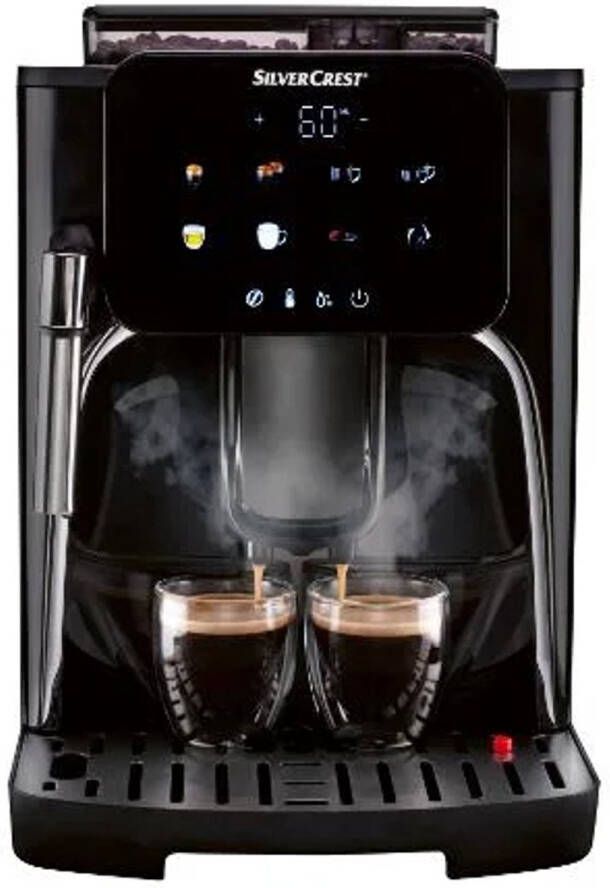 SILVERCREST KITCHEN TOOLS Volautomatische koffiemachine Pompdruk: 19 bar Waterreservoir: 1 6 L Soort koffie: bonen of gemalen bonen Veelzijdige drankbereiding: espresso café crème cappuccino latte macchiato heet water