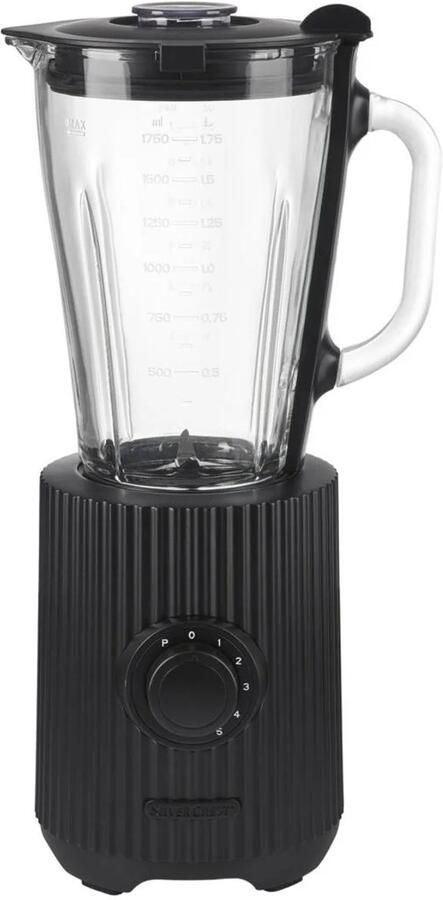 SILVERCREST KITCHEN TOOLS Blender Plissé Zwart 600 W Inhoud: 1 75 l Snelheidsstanden: 5 Voor shakes smoothies gebroken ijs enz. Met pulsfunctie Inclusief 10 receptideeën
