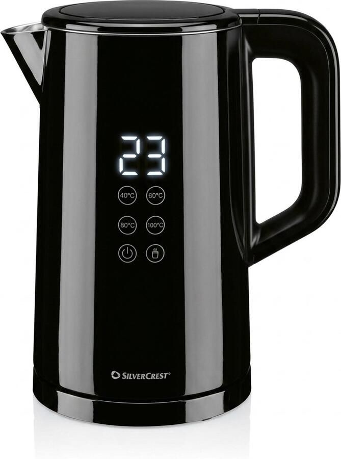 SILVERCREST KITCHEN TOOLS Digitale waterkoker 1 5 L Vermogen: 3000 W Met touch-functie Met LED-display voor temperatuurweergave Snoerlengte: 75 cm Kalkfilter Zwart