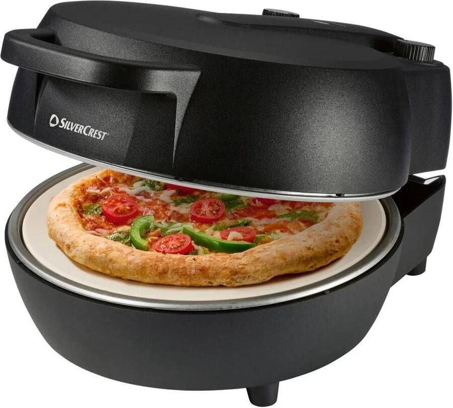 SILVERCREST KITCHEN TOOLS Pizzaoven 1.200 W Temperatuur: max. 400 °C Diameter: 30 cm Perfect bakresultaat Ventilator voor thermisch beheer Uitneembare pizzasteen - Foto 2