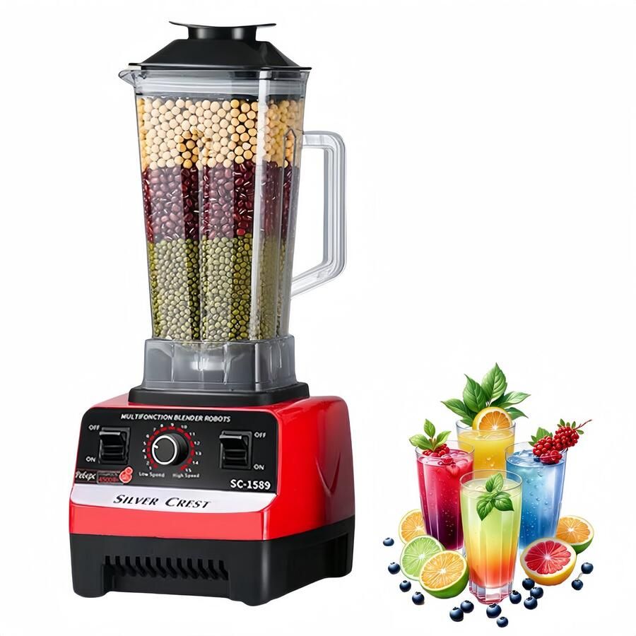 SILVERCREST Smoothie blender 8000W Blender – 2L Capaciteit – Multifunctionele Keukenmachine voor Smoothies Sap Soepen & IJs – Sterke Roestvrijstalen Bladen – Ideaal voor Thuisgebruik en Kleine Horeca