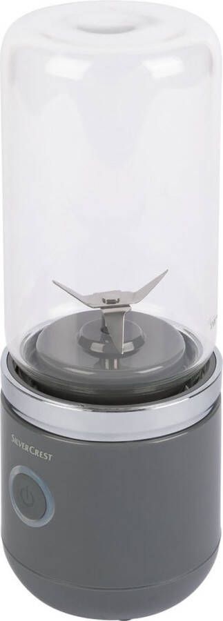 SILVERCREST Smoothiemaker to go Grijs Inhoud: 300 ml Kenmerk: oplaadbare accu Bereiding direct in drinkbeker Om te mixen met yoghurt of ijs Beker van hoogwaardig borosilicaatglas