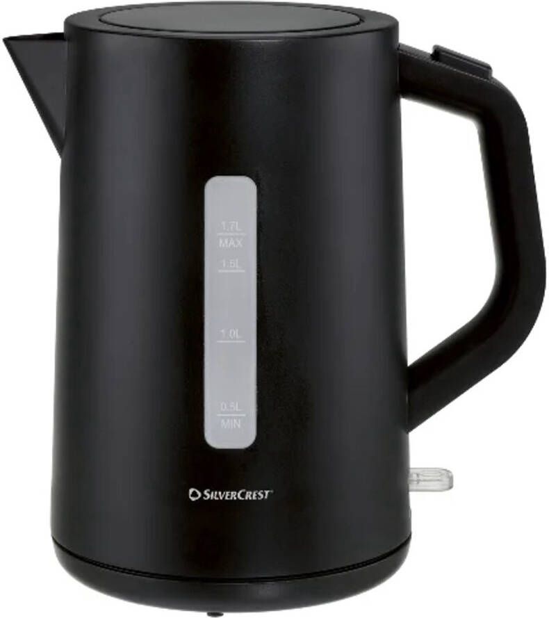 SILVERCREST Waterkoker 1 7 L Materiaal: BPA vrij kunststof Vermogen: 3000 W 1 l water in ca. 2:37 min. 360° draaibaar Uitneembaar en afwasbaar kalkfilter Waterstandaanwijzing Zwart