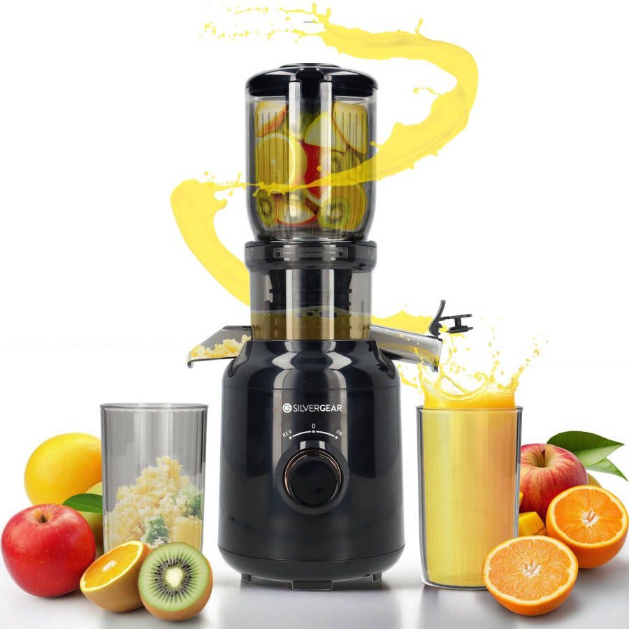 Silvergear Slowjuicer XL 1000ml Stille Sapcentrifuge Voor Groenten en Fruit 104mm Vulopening XXL Fruitpers Sapmachine Citruspers Electrisch Zwart - Foto 4