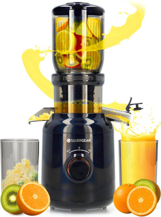 Silvergear Slowjuicer XL 1000ml Stille Sapcentrifuge Voor Groenten en Fruit 104mm Vulopening XXL Fruitpers Sapmachine Citruspers Electrisch Zwart - Foto 3