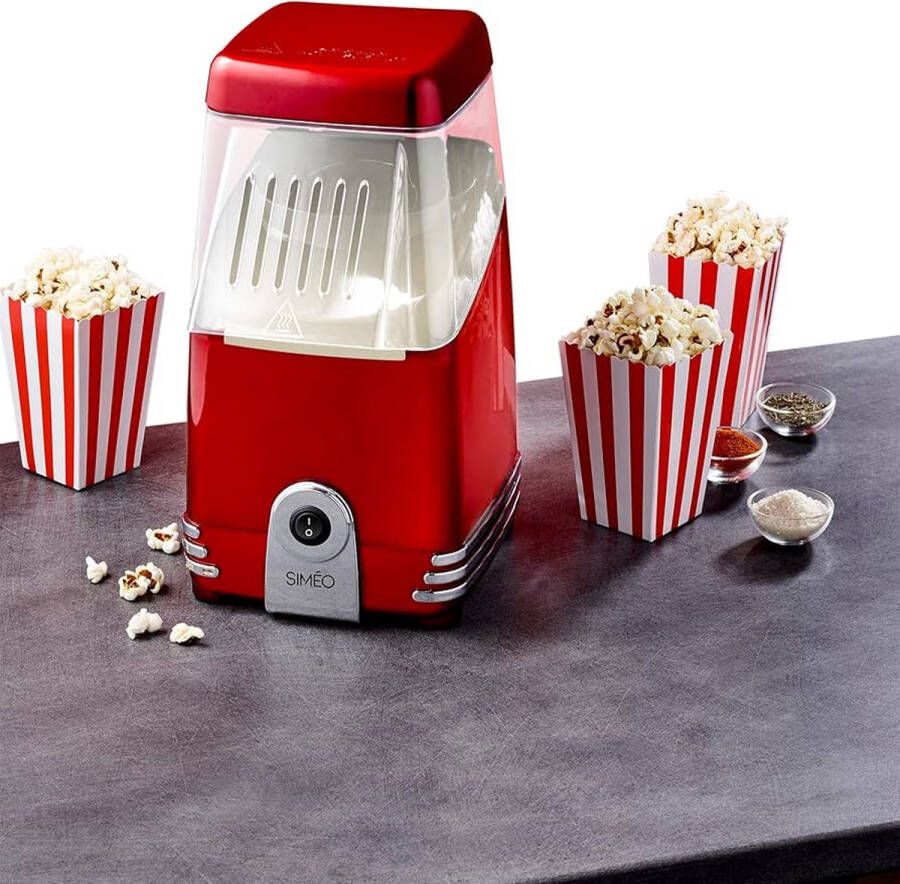 Simeo Popcornmachine FMP450 – Rode Retro Popcornmaker met Hete Lucht Technologie - Foto 2