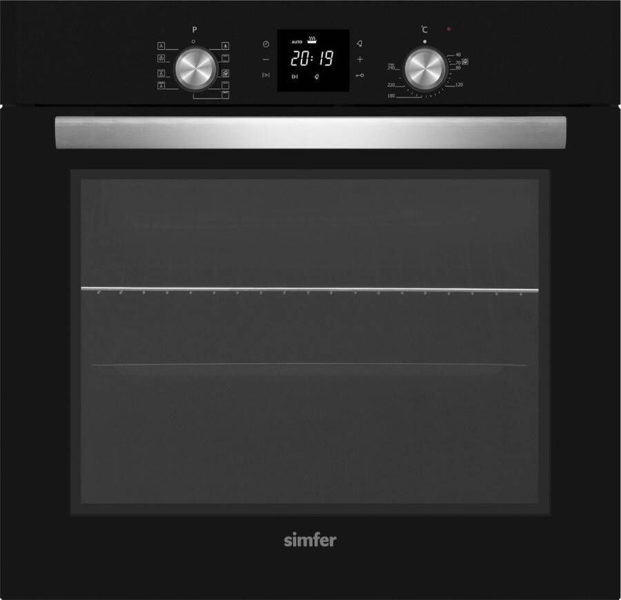 SIMFER SMF-BO6813 Inbouw oven 60 cm Volledig Glazen Voorpaneel 9 Functies Grote digitale timer met TouchControl -Zwart - Foto 1