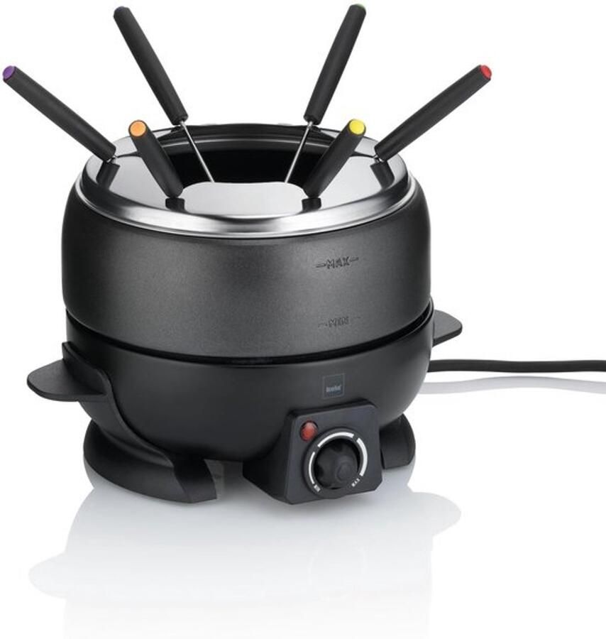 Simplon elektrische vleesfondueset 9-delig fondueset voor 6 personen kaasfondue chocoladefondue elektrisch met vorken vorkhouder 800 W