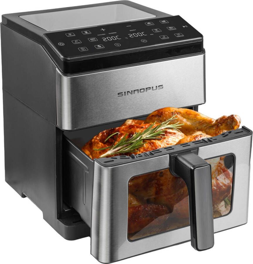 Sinaopus Digitale Airfryer XXL Hetelucht friteuse 880– 9L Grote Capaciteit voor 6 Personen – Snelle Opwarming – 12 Voorgeprogrammeerde Functies – Touchscreen Display - Foto 2