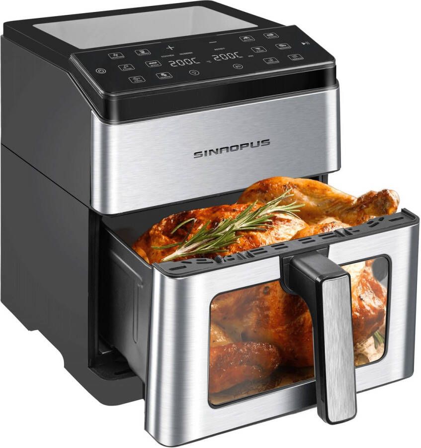 Sinaopus Digitale Airfryer XXL Hetelucht friteuse 880– 8.5L Grote Capaciteit voor 6 Personen – Snelle Opwarming – 12 Voorgeprogrammeerde Functies – Touchscreen Display