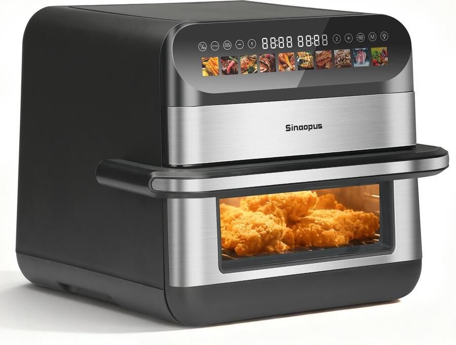 Sinaopus Digitale Airfryer XXL 11L Dubbele Mand met 2×5L 2400W 10 Programma s Smart Finish & Match Cook 80–200°C Instelbaar Onafhankelijke Bediening & Veilig Pauzesysteem Automatische Keerherinnering & Binnenverlichting - Foto 3