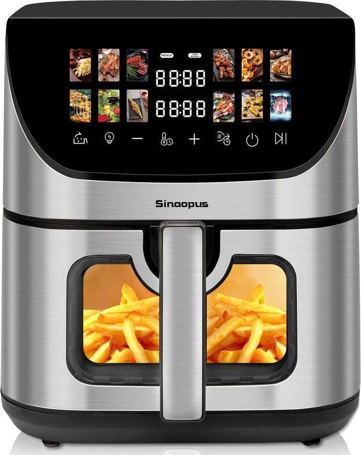 Sinaopus Digitale Airfryer XXL 9L 8005A -1800W Heteluchtfriteuse Kleurendisplay 12 Voorgeprogrammeerde Functies Slimme Tijd & Temperatuurregeling Capaciteit voor 5 Personen
