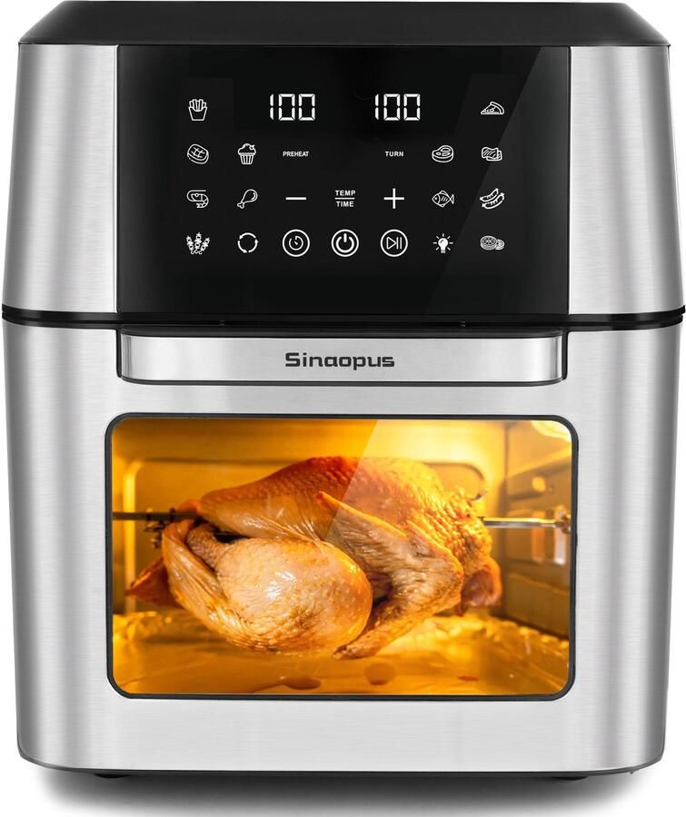Sinaopus XXL Airfryer & Mini Oven in één – 11L Extra Grote Capaciteit – Inclusief 4 Accessoires – 12 Voorgeprogrammeerde Functies – LED Display – Makkelijk te Reinigen