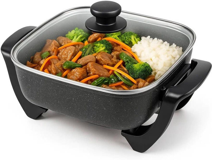 Skoov Elektrische hapjespan met deksel Hapjespannen Party Grill Snack Sauteer Pan Inductie Braadpan