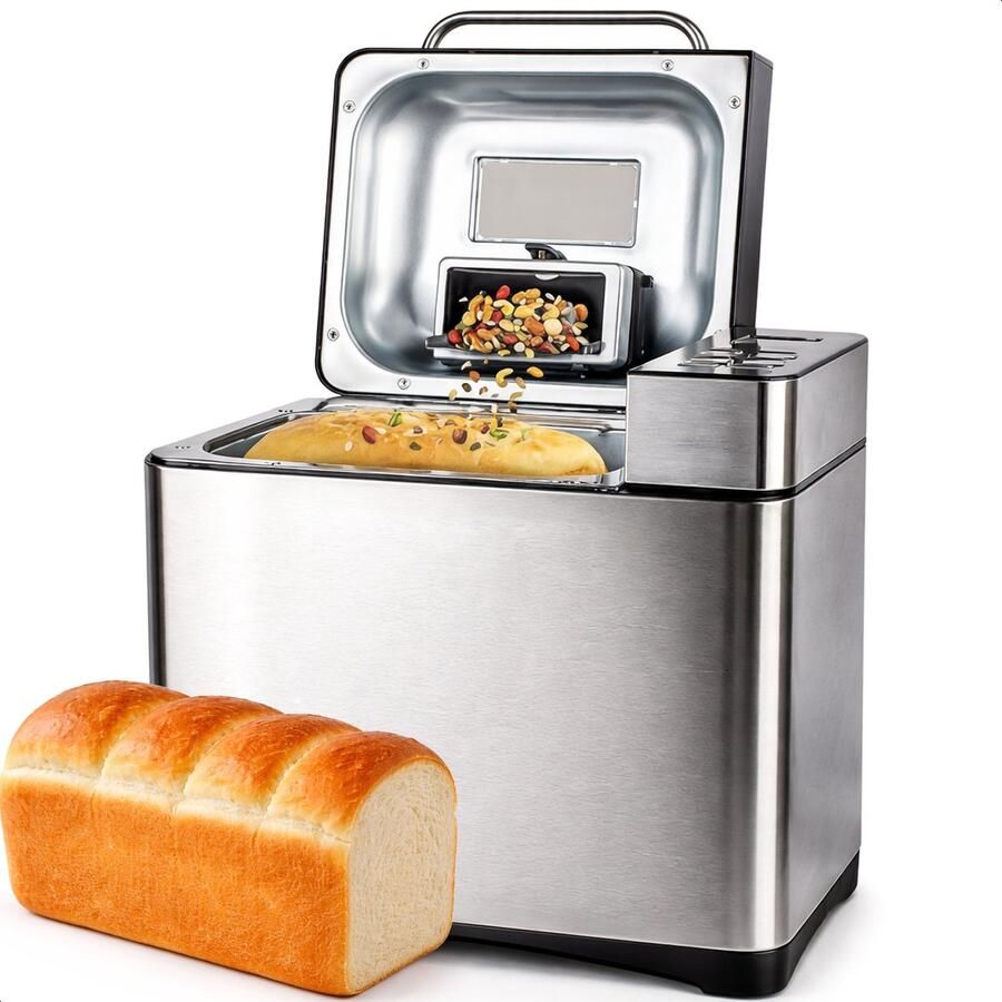 Skoov Bakemaster BroodbakMachine PFAS & teflon vrij Met Glutenvrij programma 19 programma's Tot 1000 gram Keramisch Broodmachine met Timer 650W RVS