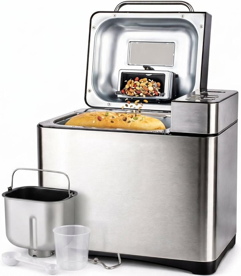 Skoov Bakemaster BroodbakMachine PFAS & teflon vrij Met Glutenvrij programma 19 programma's Tot 1000 gram Keramisch Broodmachine met Timer 650W RVS - Foto 4