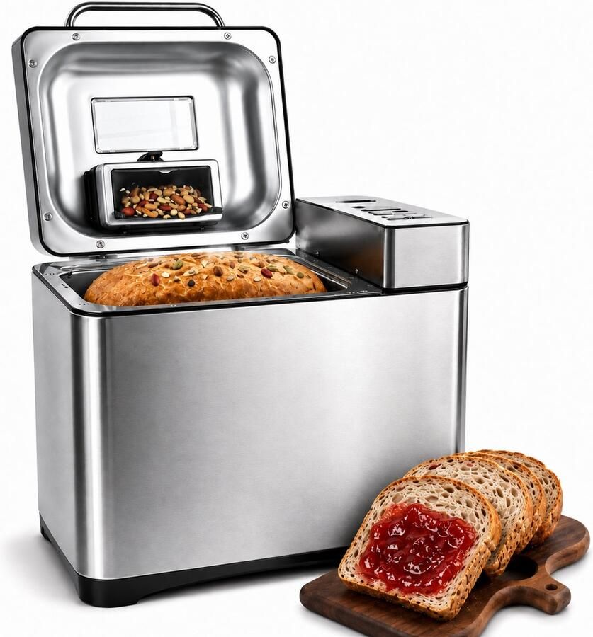 Skoov Bakemaster Broodbakmachine Met Glutenvrij programma 19 programma's 3 bruiningsniveau's Warmhoudfunctie Tot 1000 gram Broodmachine met Timer 650W RVS - Foto 4