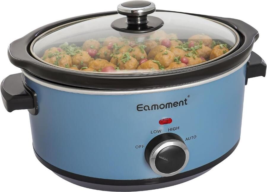 Slow Cooker Blauw 3 5 Liter Roestvrij Staal met Keramische Binnenpot Voor Gezonde Maaltijden