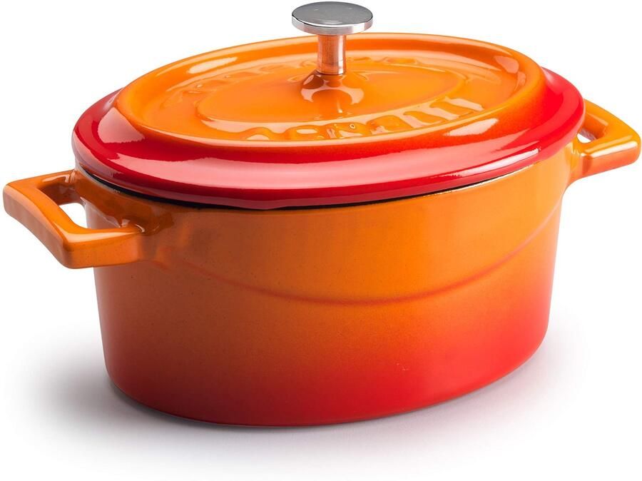 Slowcooker braadpan ovaal Gietijzer 4 8 liter Oranje