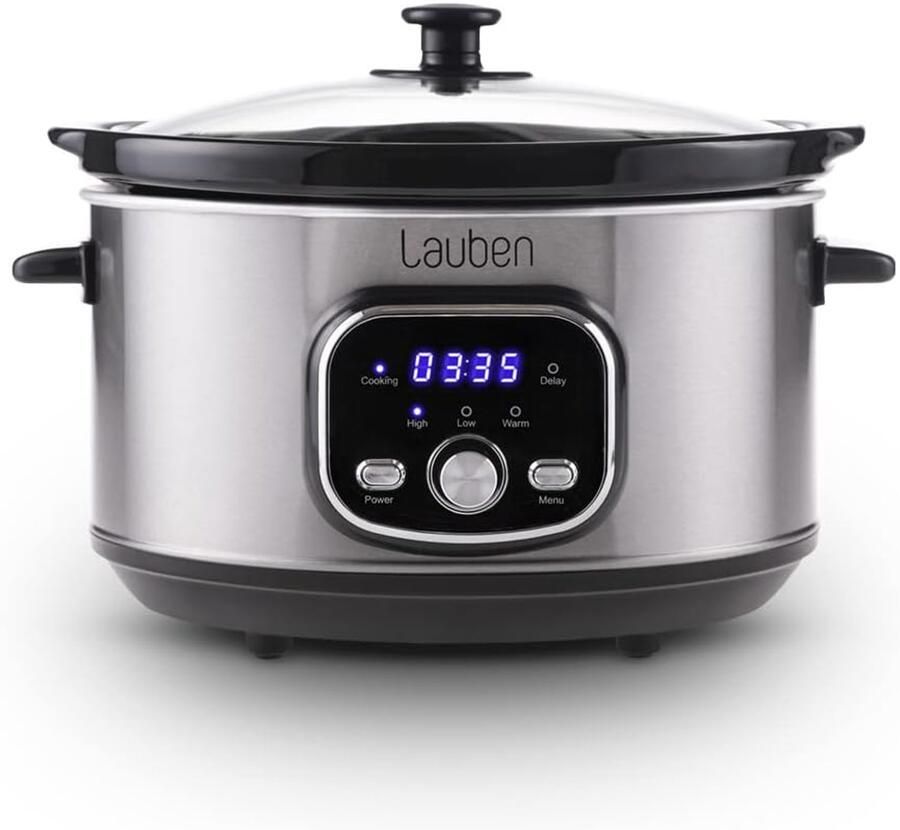 Slowcooker Elektrisch Keramische Binnenpot 3 5 Liter Twee Temperatuurniveaus Handmatige Tijdinstelling Met Kookboek Sudderaar