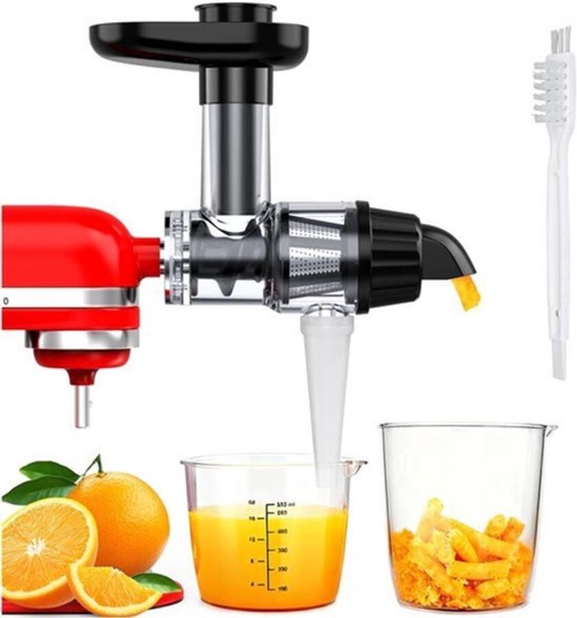 Slowjuicer Opzetstuk voor Stand Mixer van – Koudpers Slowjuicer & Sapcentrifuge voor Groente en Fruit – Inclusief zeef voedselstamper en reinigingsborstel