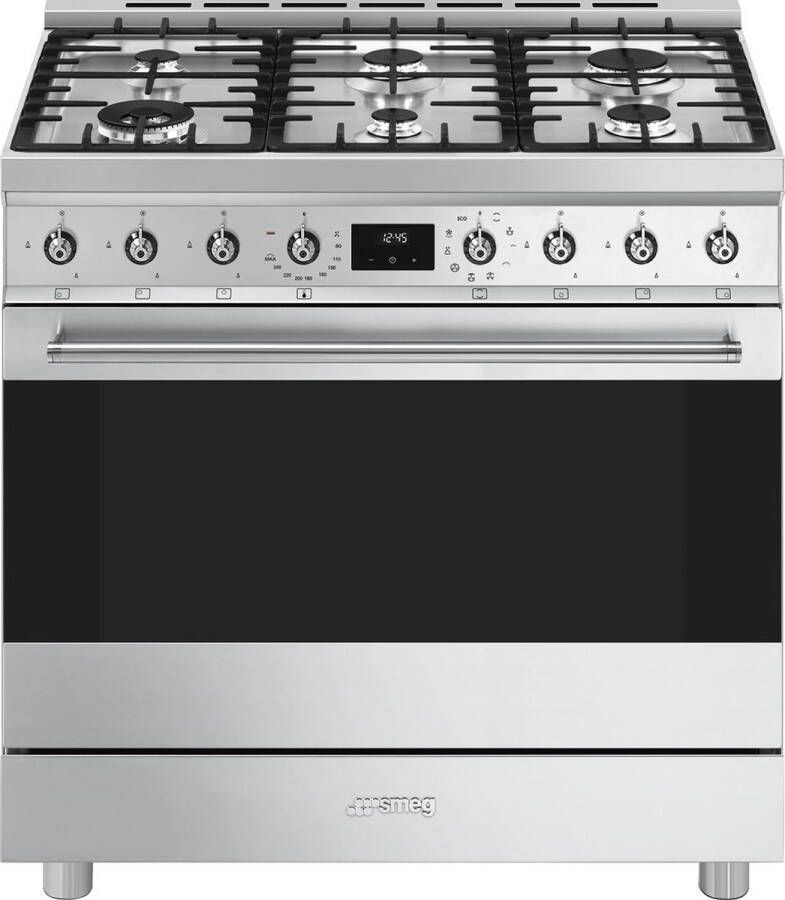 Smeg C9GMXNLK2 Gasfornuis 90 cm RVS Gasaansluiting: Nederland
