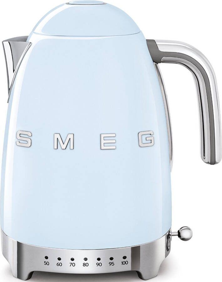 Smeg KLF04PBEU Waterkoker met Variabele Temperatuur 1 7 Liter 2400W 7 Temperatuurstanden Warmhoudfunctie RVS '50s Style Pastelblauw