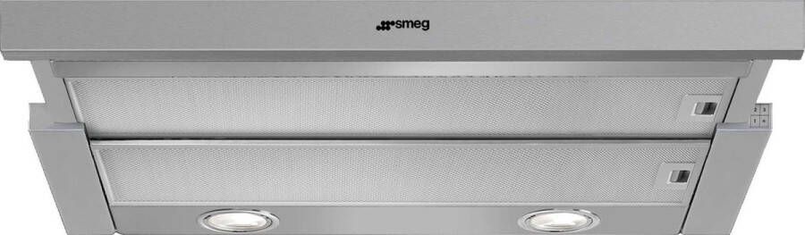 Smeg KSET666XE Afzuigkap Vlakschermkap Inbouw 60 cm 647 m³ u Afzuigcapaciteit Telescopisch 3 Snelheden LED Verlichting RVS