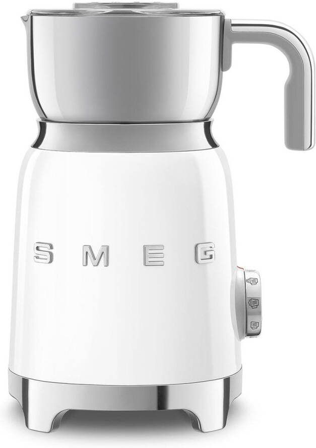 Smeg MFF11WHEU Melkopschuimer Inductie 500W 6 Programma's Warme & Koude Melkschuim RVS Kan '50s Style Wit
